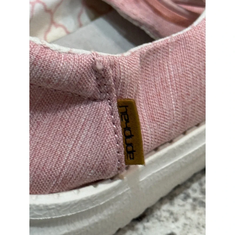 Hey Dude Wendy Youth Shoes Kids Size K12 Pink Linen Cotton Candy Loafers